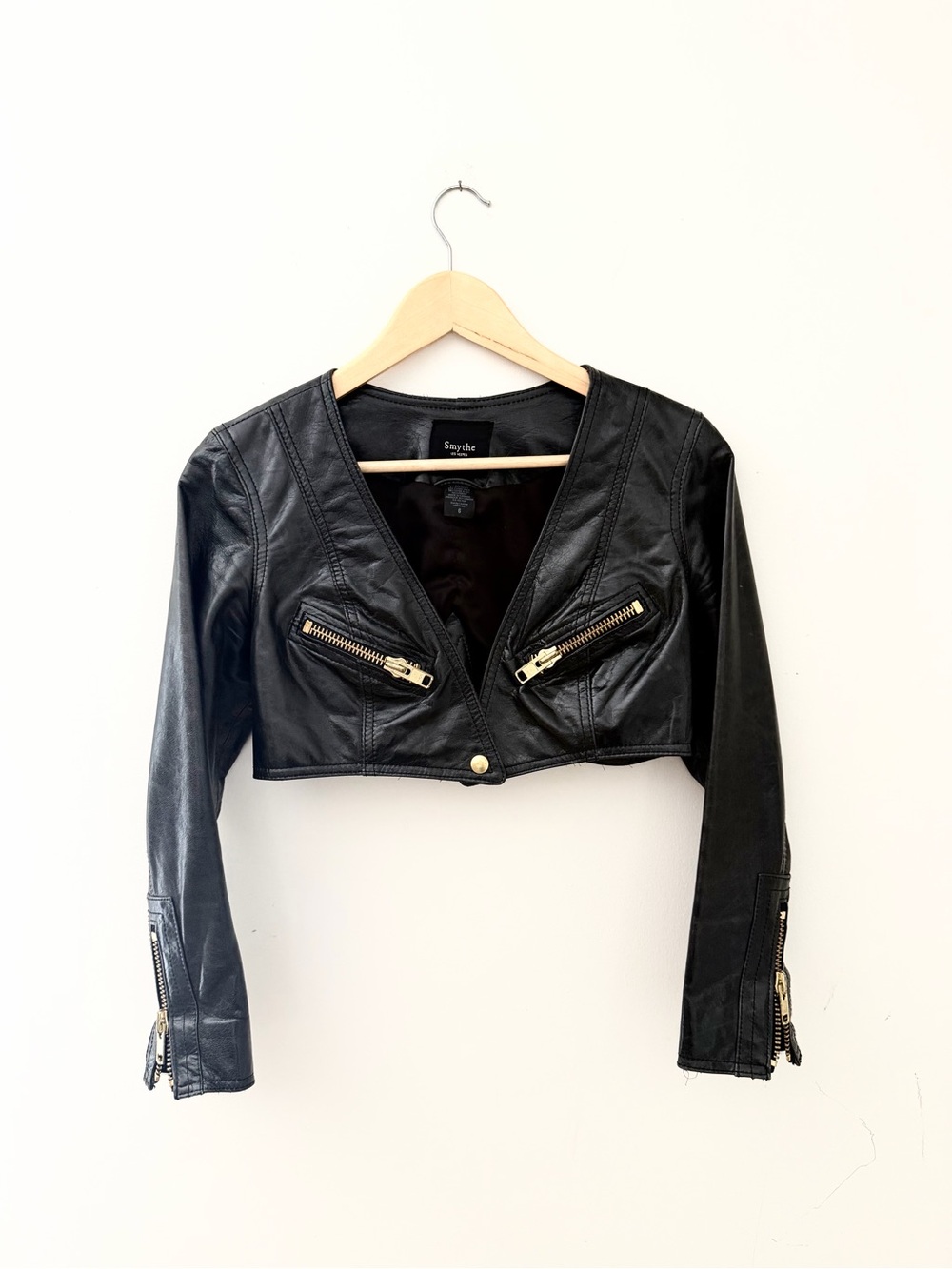 SMYTHE black leather shrug jacket S